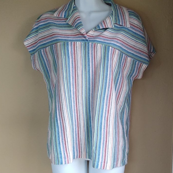 Vintage Basic Striped Shirt Single Stitch M - Picture 1 of 7